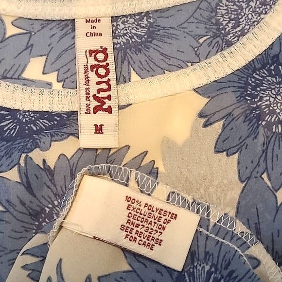 Mudd Sunflower Tank Top Bohemian Scoop Neck High Low Hem Sleeveless Flowy Blouse - Picture 7 of 17